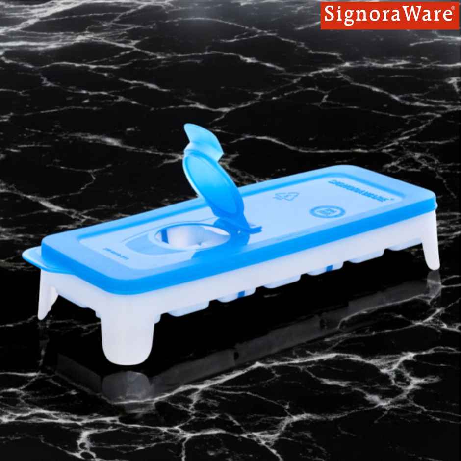 Ice Tray With Silicon 14 Cubes Blue