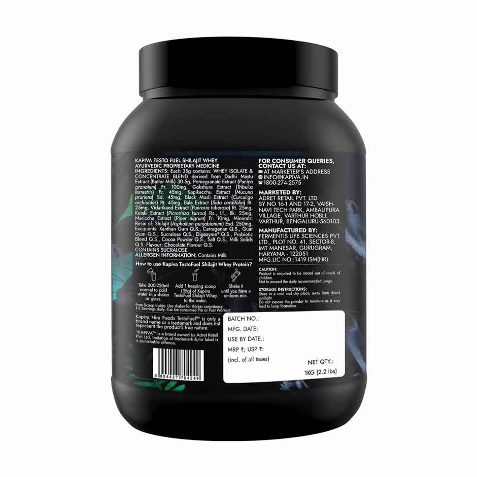 Kapiva Him Foods Testofuel Shilajit Whey Fast Absorb Protein - Chocolate Flavor
