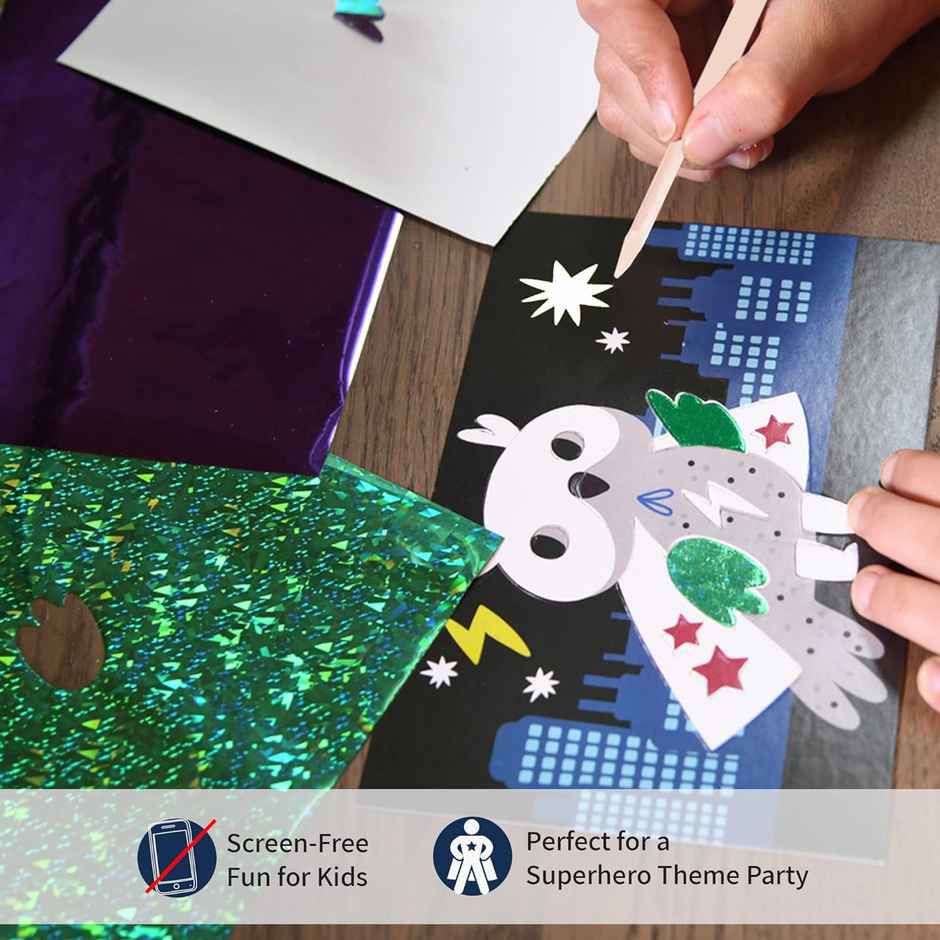 Chalk And Chuckles Fabulous Foil Art-Superhero Animals Craft Kit