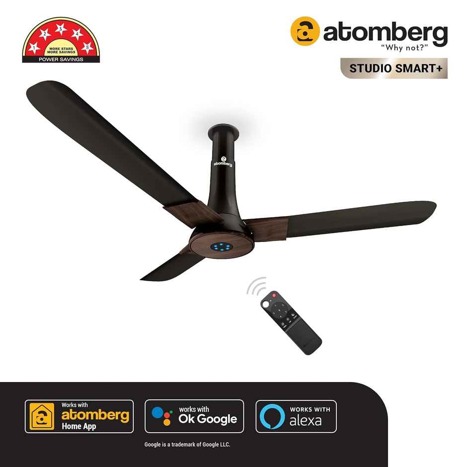Atomberg Studio Smart+ BLDC Ceiling Fan,1200mm,IoT & Remote Control,BEE 5 star Rated,Earth Brown