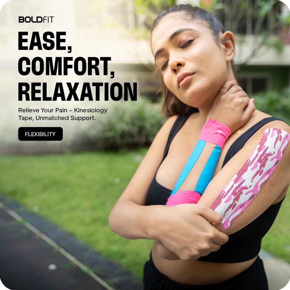 Boldfit Kinesiology Tape For Physiotherapy Kinesio Tape For Sports Injury Pain Relief Blue