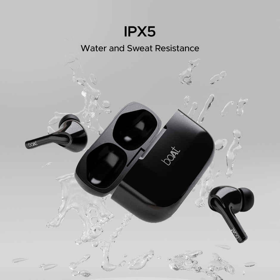 boAt Airdopes 163 TWS Earbuds w/ 40H Playtime, ASAP Charge , 13mm Drivers & ENx Tech (Pebble Black)