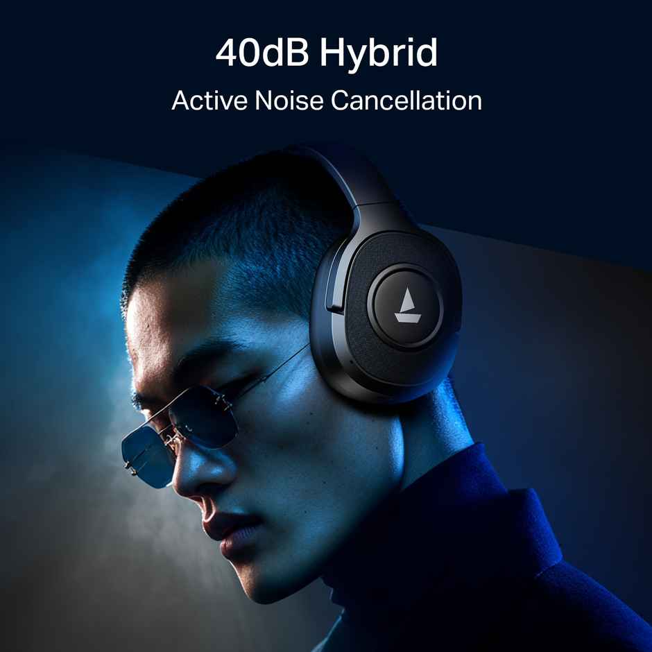 boAt Rockerz Plus 550 ANC, 40dB Hybrid ANC, 80Hrs Playback, Beast Mode, 40mm Drivers | Cosmic Black