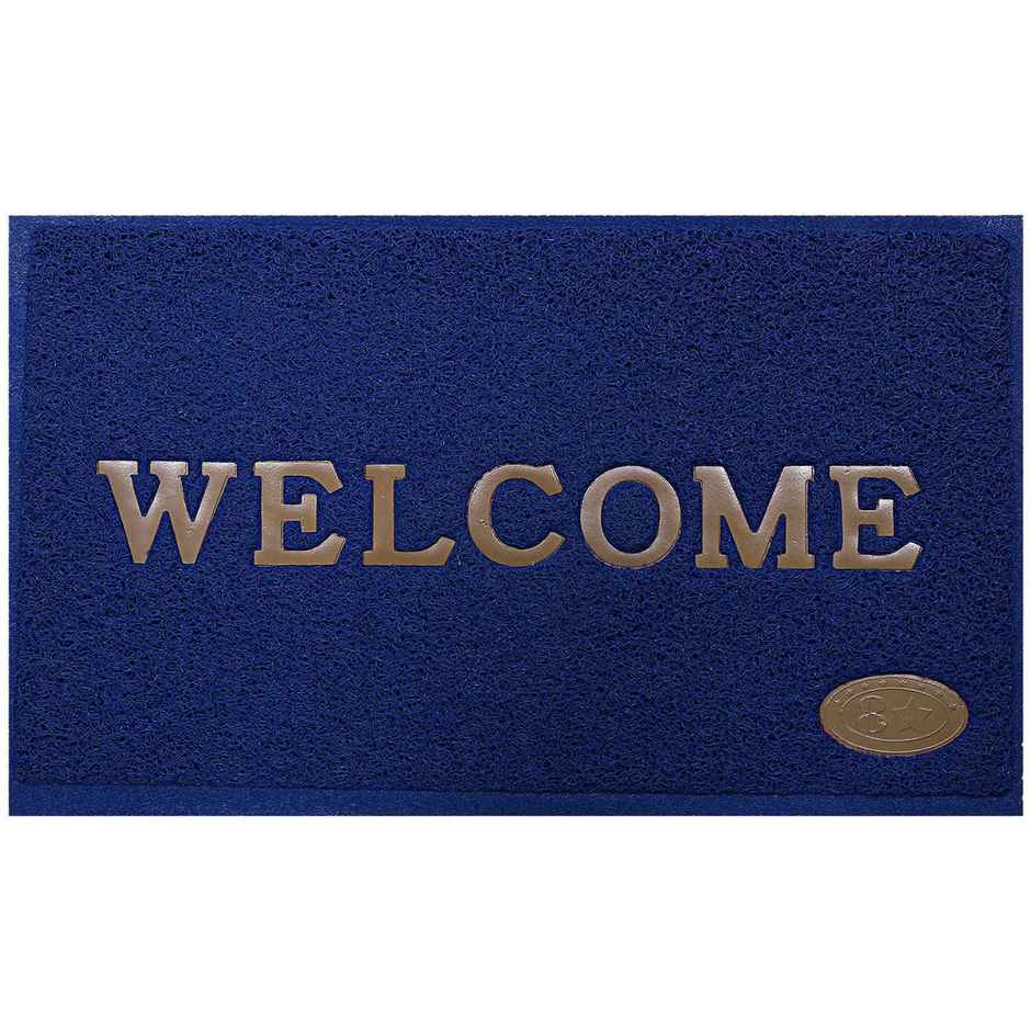 Kuber Industries PVC Rectangular Anti Skid Welcome Door Mat | Pack of 2 | Brown & Blue