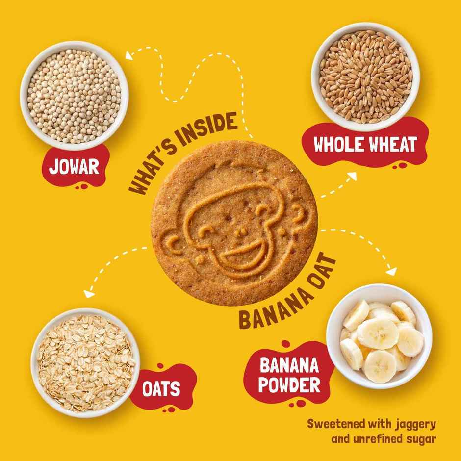 Slurrp Farm No Maida No Palm Oil Banana Oat Cookies | Yummy Biscuits For Kids