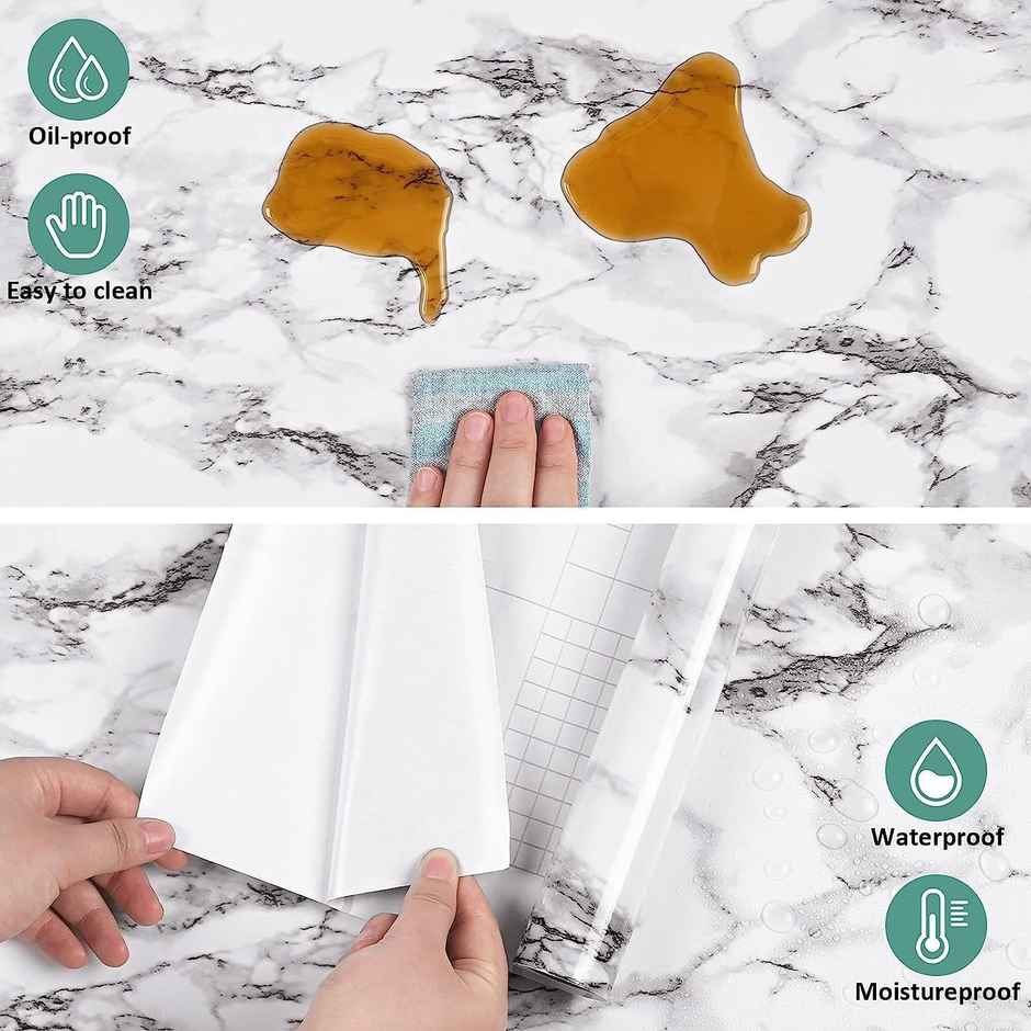 Perpetual Marble Stickers | DIY Peel & Stick Waterproof Wallpaper | 60x200Cm | White