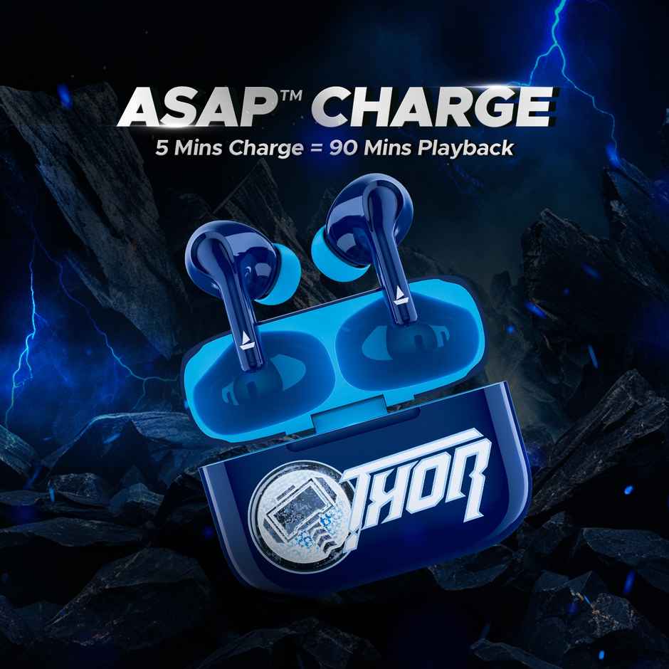 boAt Airdopes 161 Thor Edition TWS Earbuds with 40 HRS Playback, ASAP Charge & IPX5 Rating Bluetooth - Electric Blue