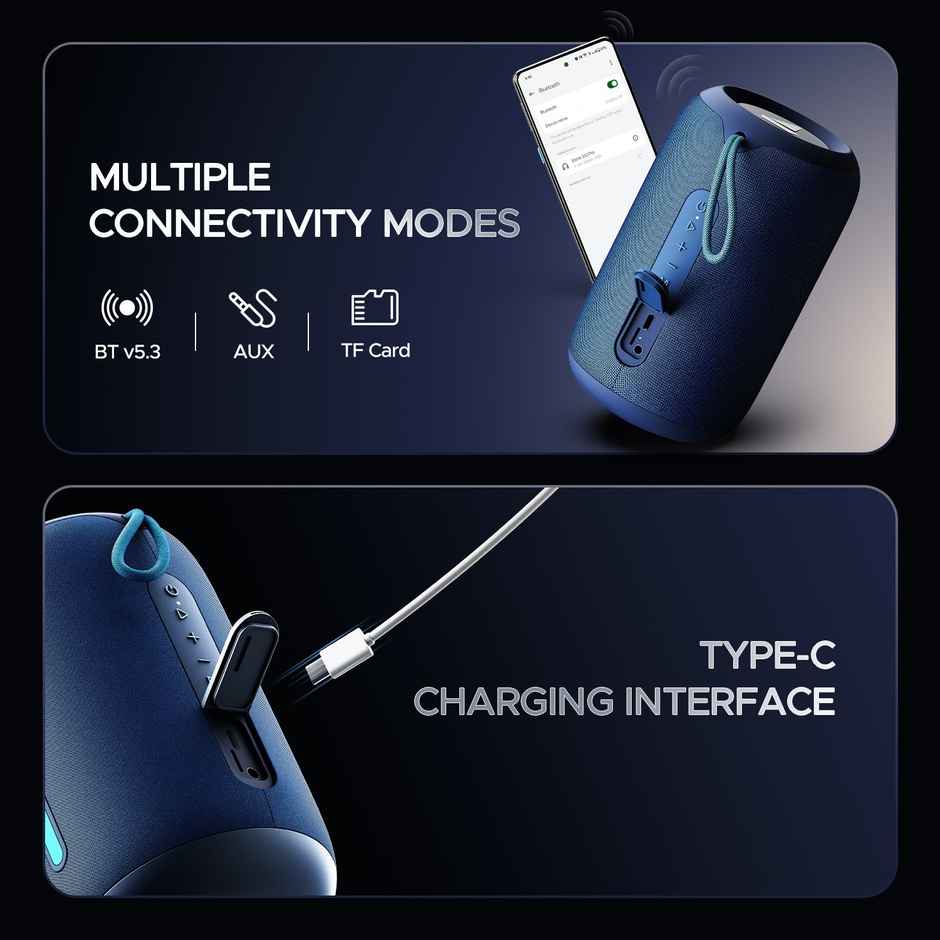 boAt Stone 352 Pro w/ 14W Signature Sound Up to 12 Hours Playback,RGB LEDs,TWS Feature(Vibing Blue)