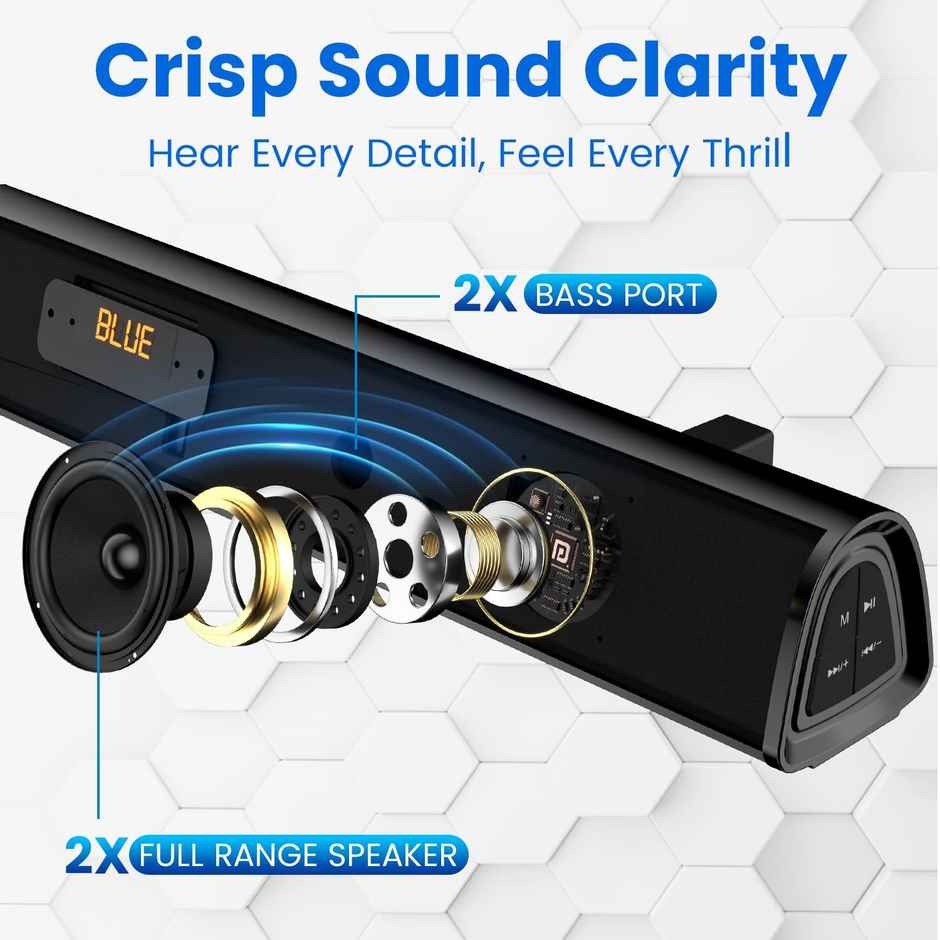 Portronics Pure Sound 106 | 120W Bluetooth Soundbar With Wired Subwoofer For Deep Bass (Black)