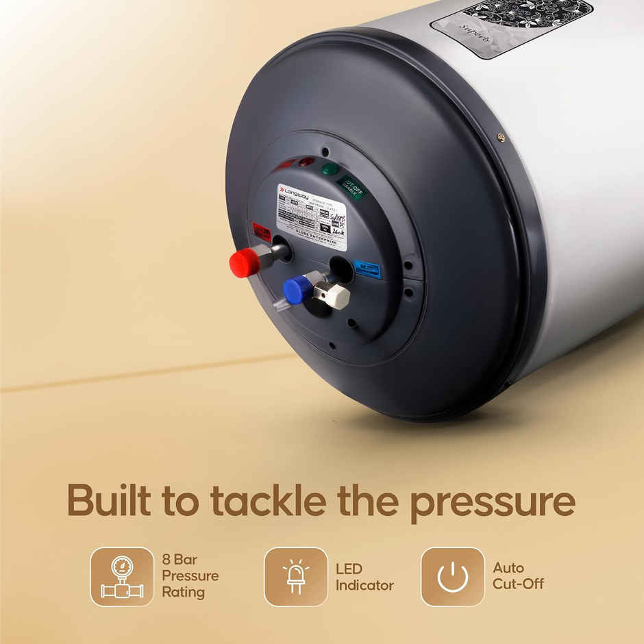 Longway Superb 10 Ltr 5 Star Rated Automatic Instant Water Heater , Water Geyser(Gray, 10 Ltr)