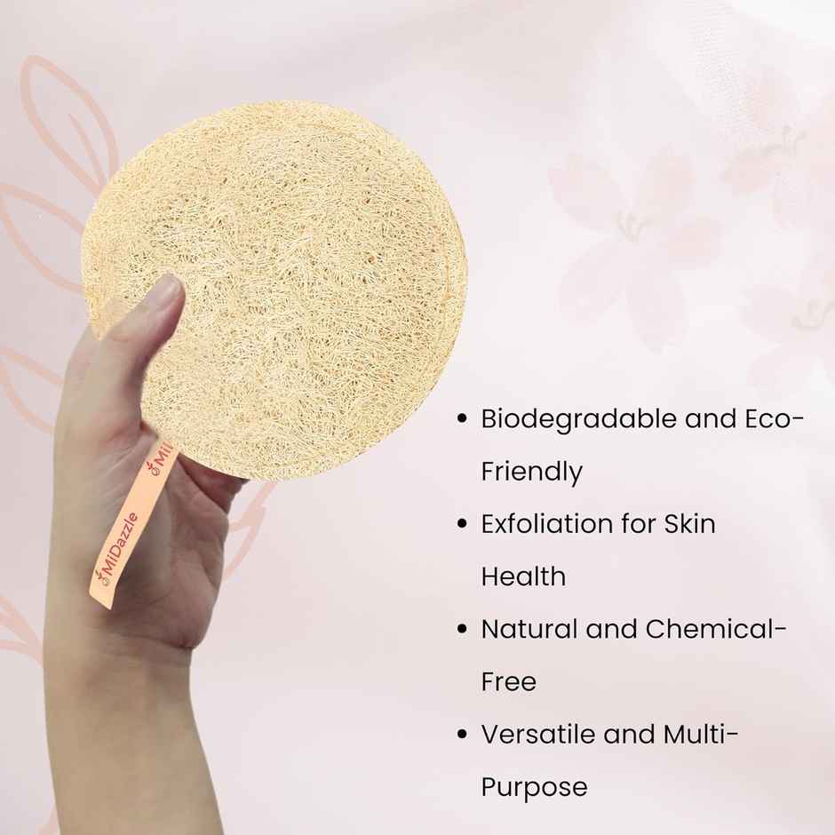 Midazzle 100% Natural Body Scrubber Organic Loofah for Bathing | Round | MIOL6103