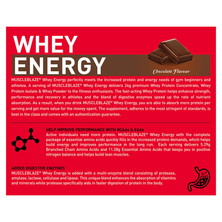 MuscleBlaze Whey Energy Powder - Chocolate