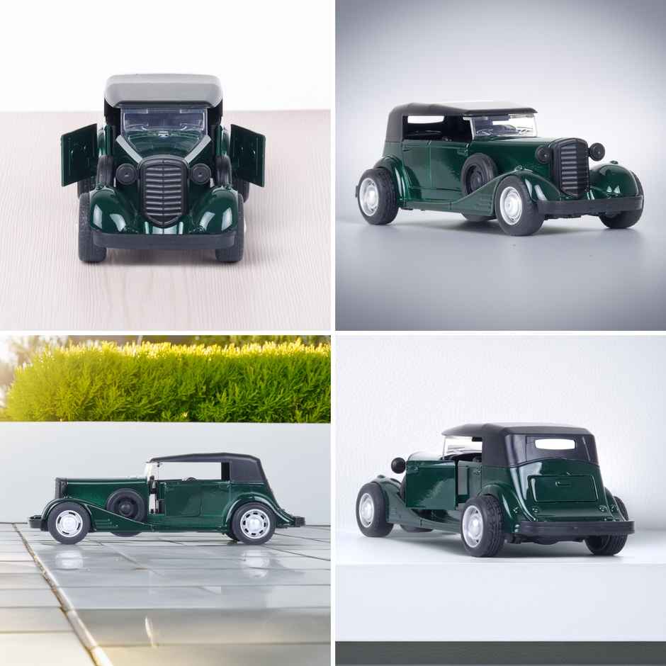 Race n Roll Premium Die-Cast Vintage Car | 3-Way Opening | Top-Green