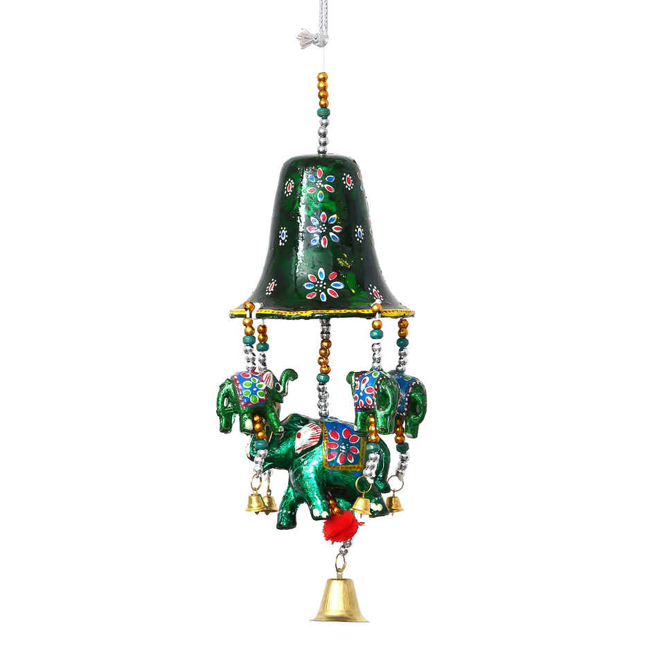 eCraftIndia Handcrafted Decorative Elephant Wall/Door/Window Hanging Bells