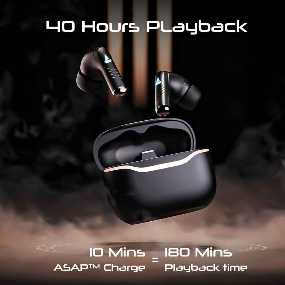 boAt Immortal 125 TWS Earbuds for Gaming w/ 40H Playtime, BEAST Mode & RGB LEDs (Black Sabre)