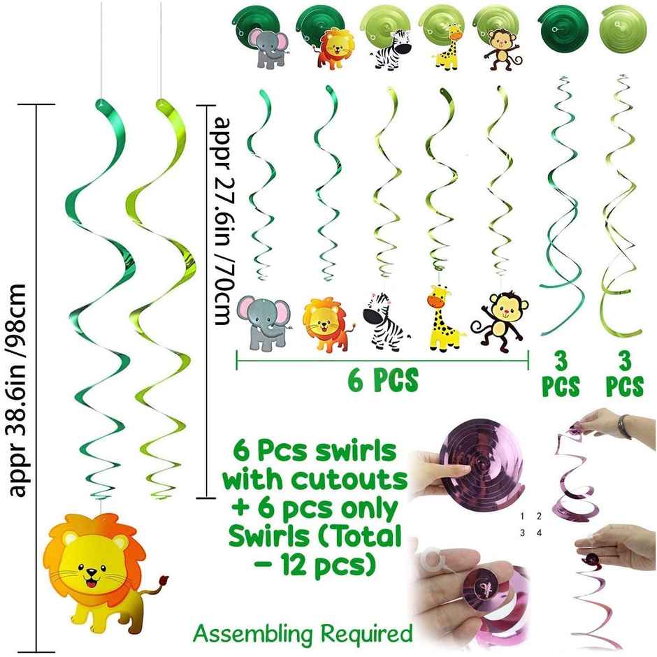 Party Propz Jungle Theme Decoration Swirls Hanging - Pack Of 12