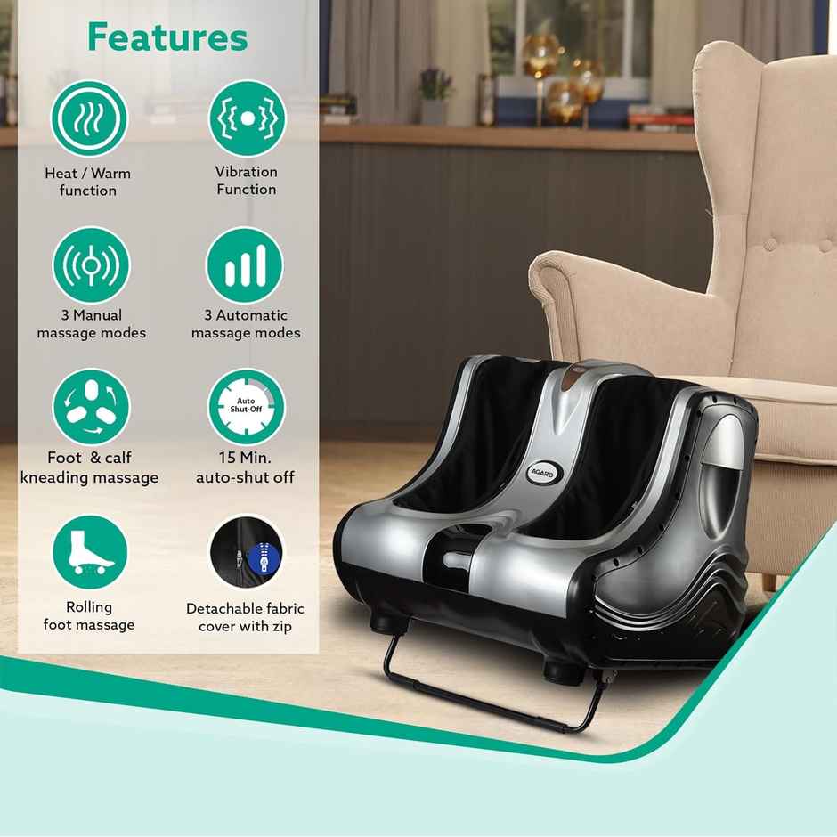 Agaro Amaze Foot, Calf & Leg Massager Machine, With Vibration & Heat, 3 Massage Levels, 4 Motors