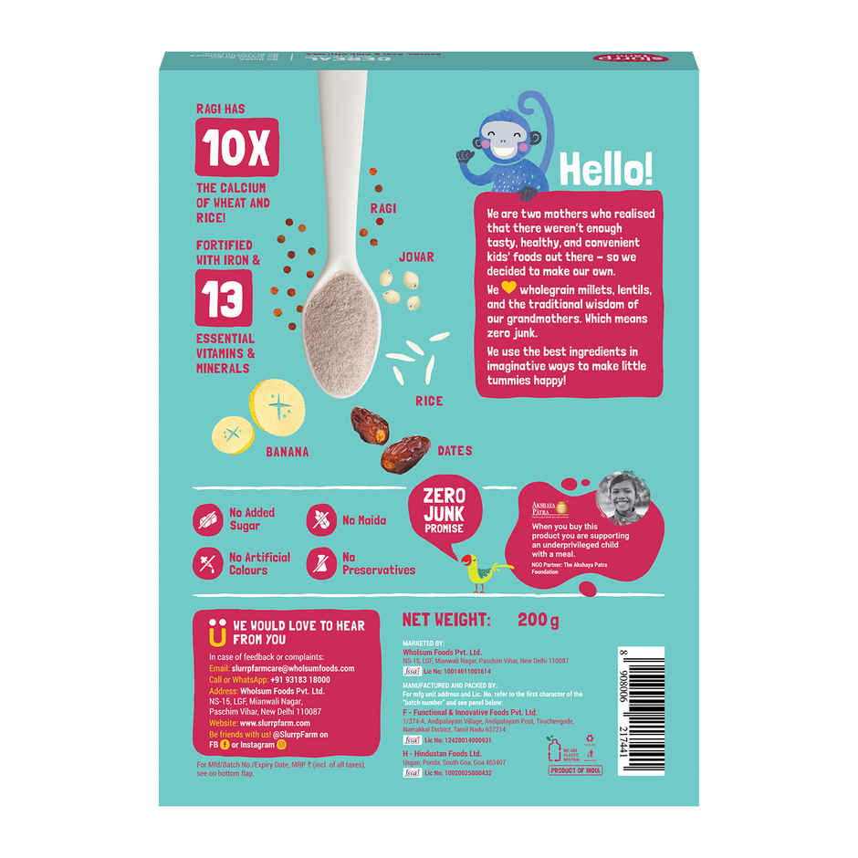 Slurrp Farm Cereal for Little ones | Banana, Ragi and Rice with Milk