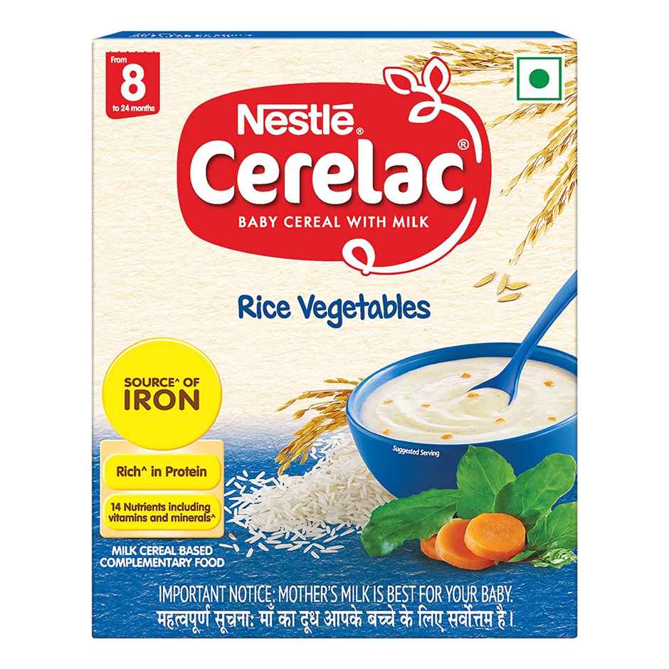 Nestle CERELAC Rice Vegetables Baby Food Cereal (Source of Iron & Protein, 8 -24 Months)