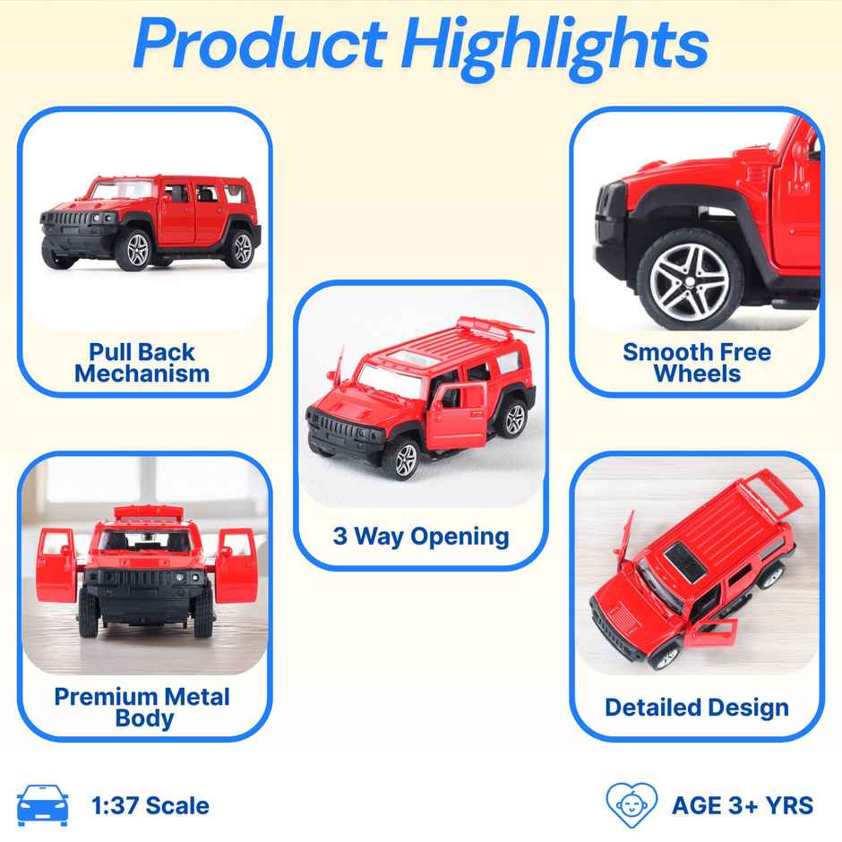 Frendo Premium Die-Cast Car | 3-Way Opening | Pull-Back Action | Humm Red