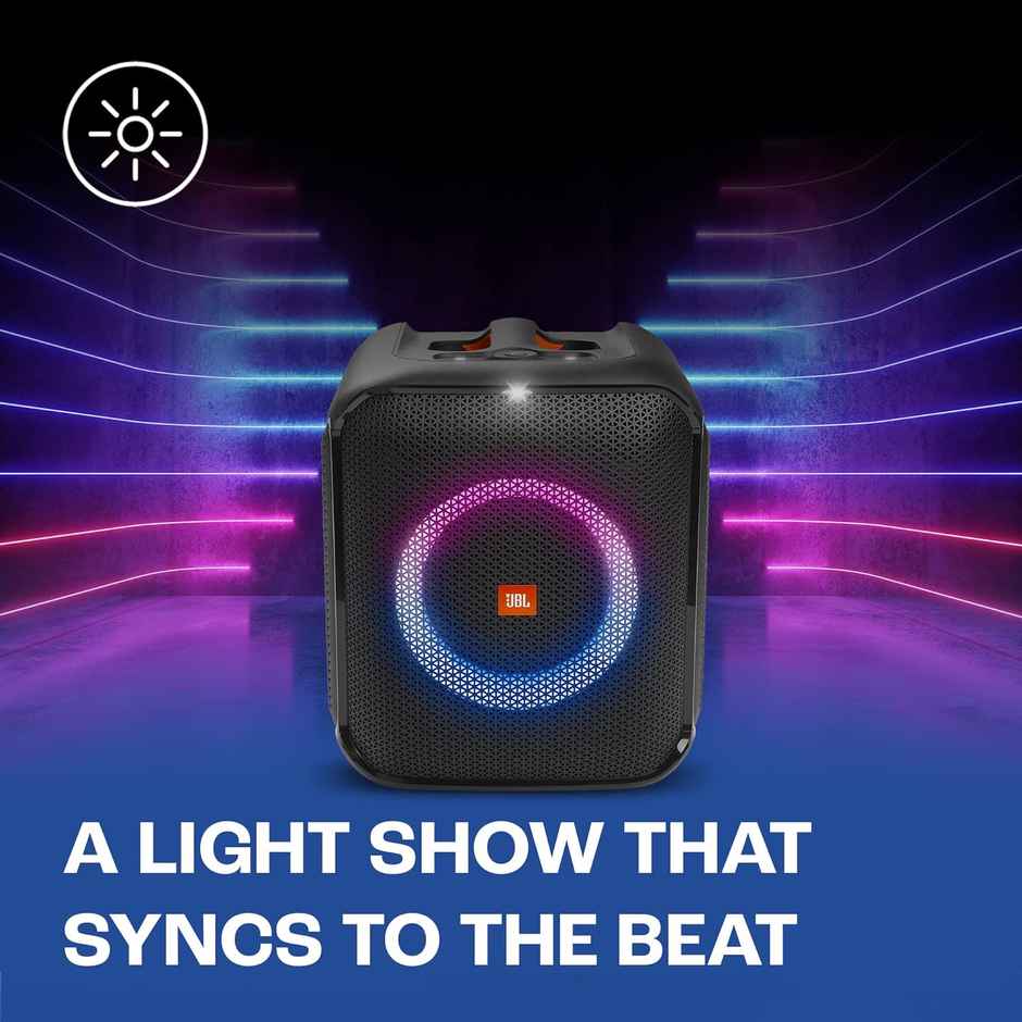 JBL Partybox Encore Essential, Dynamic Light Show ,6Hrs Playtime,Built-in Powerbank 100 W Bluetooth Party Speaker, Stereo Channel - Black