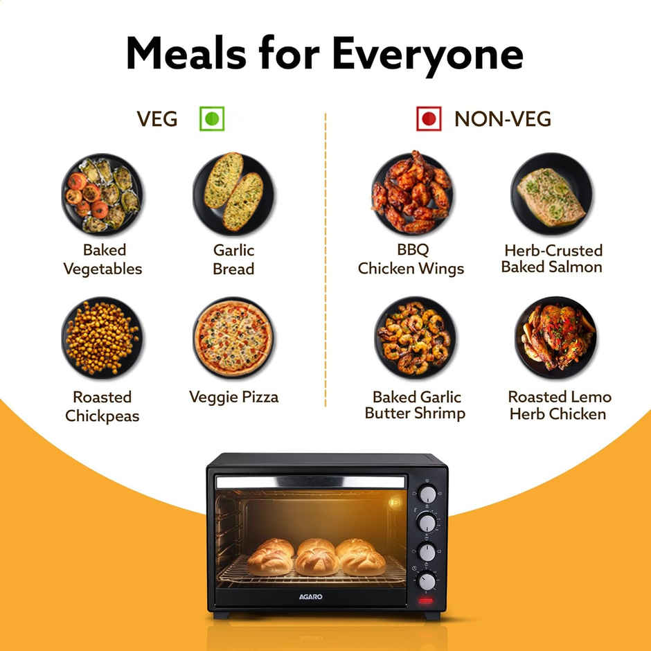 Agaro Marvel 48 Ltr Oven Toaster Griller, Motorised Rotisserie And Convection Otg, 3 Heating Mode