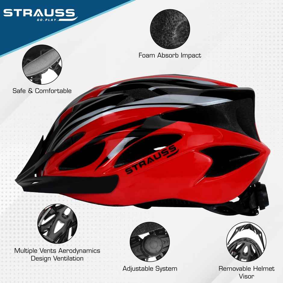 Strauss Cycling Helmet | Black & Red