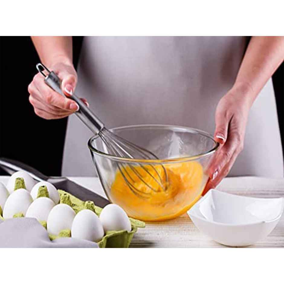 Heart Home Stainless Steel Balloon Shape Wire Whisk/Egg Beater for Blending, Whisking,20cm | Silver