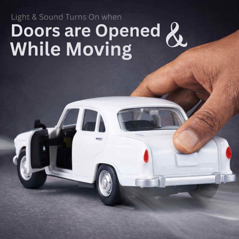 Race n Roll Light & Sound Classic Royal Toy Car Pull back Vehicle Amba White