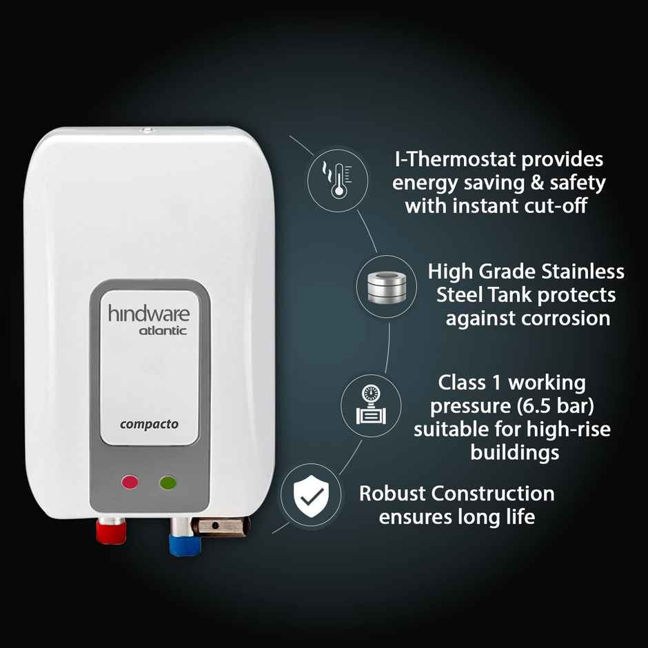 Hindware Smart Appliances Compacto 3 Litre Instant Water Heater (White And Grey)