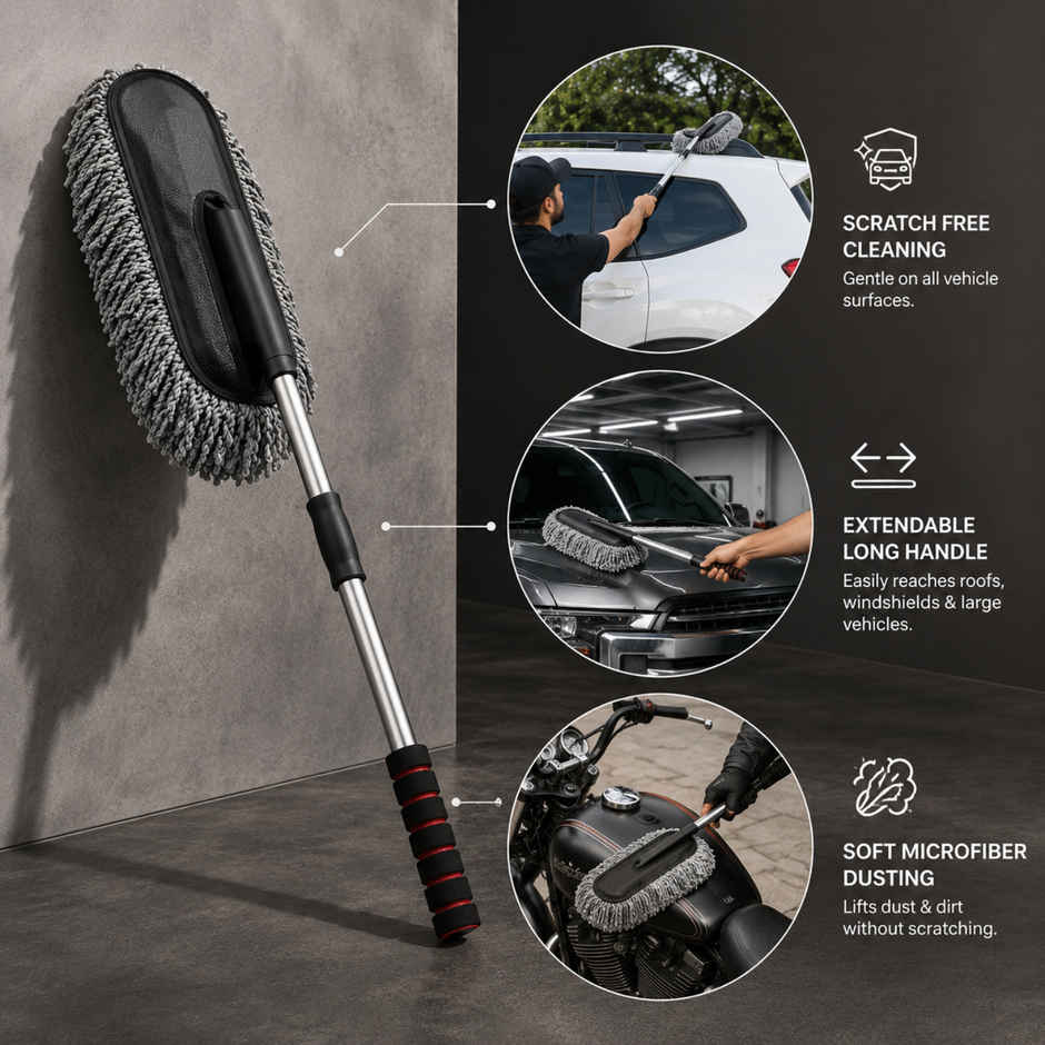 SE7EN Extendable Long Handle Car Duster - Scratch-Free Microfiber Cleaning Brush for Car
