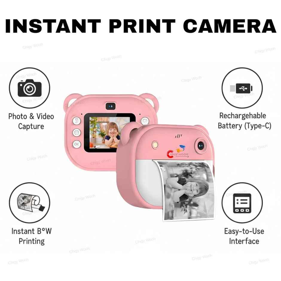 Chigy Wooh Instant Print Digital Camera for Kids | Video Recording | Built-in Printer
