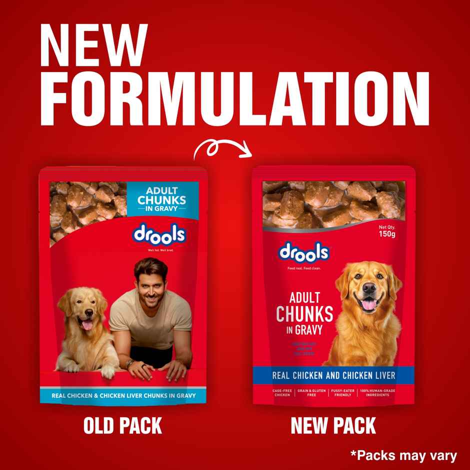 Drools Adult Wet Dog Food - Real Chicken And Chicken Liver Chunks In Gravy