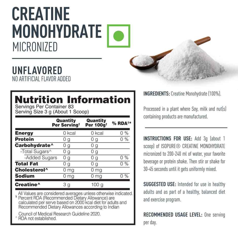 Isopure Creatine Monohydrate Micronized Increase Lean Muscle Mass