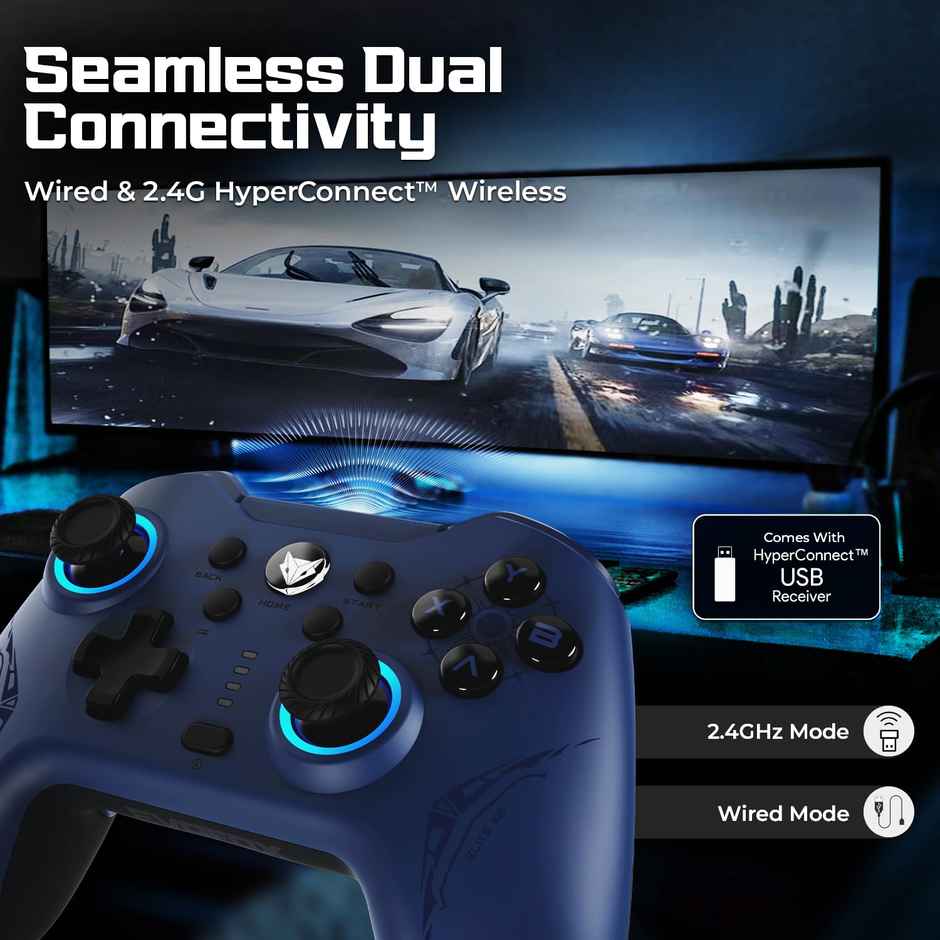 EvoFox Elite X2 Wireless & Wired Usb-C Gamepad For Pc With Hallsense Magnetic Triggers