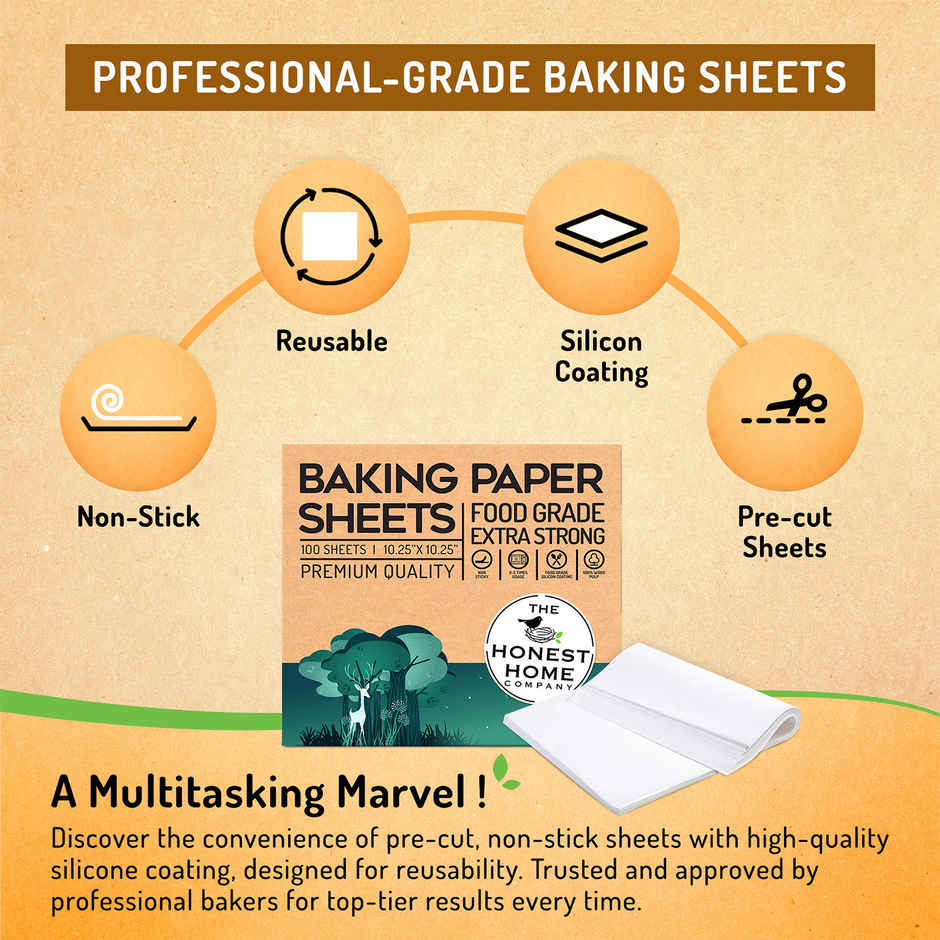 The Honest Home Company Baking Sheets Precut | 100 Sheets | 10.25 X 10.25 in
