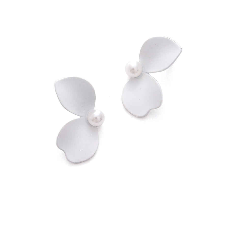 Sohi White Contemporary Studs Earrings