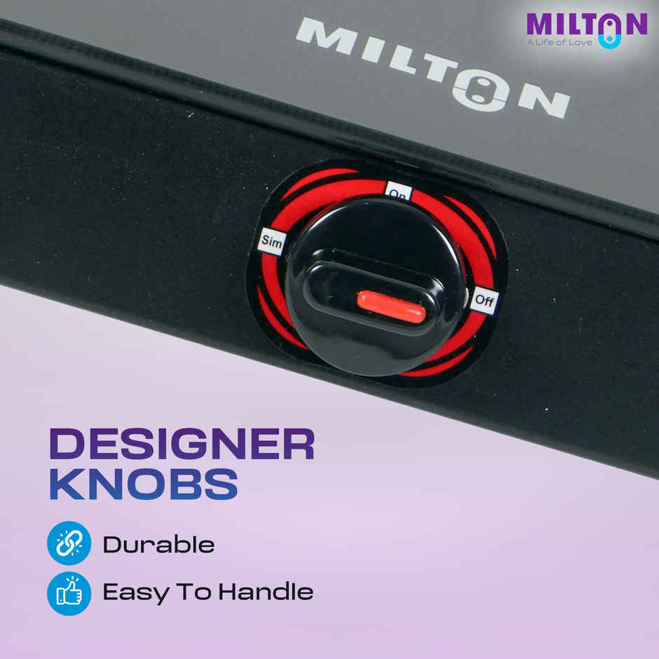 Milton Premium Red Manual Ignition Glass Top Gas Stove | ISI Certified | 3 Burner