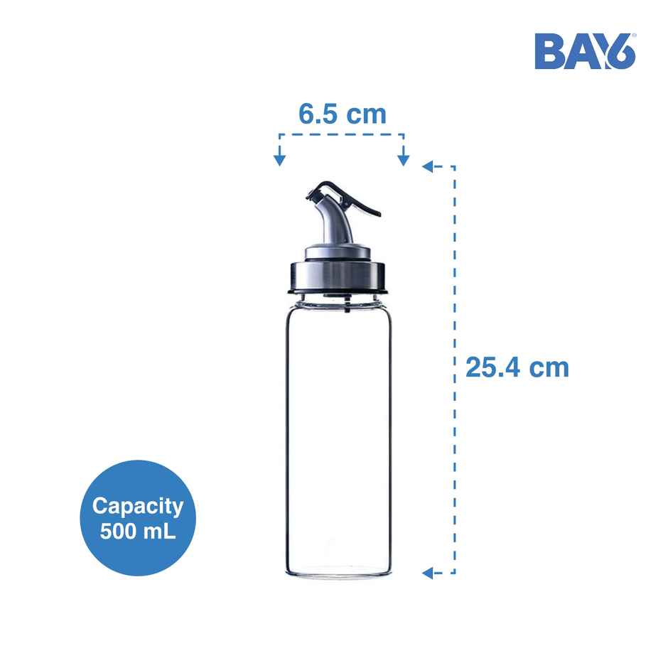 BAY6 Premium Imported Borosilicate Glass Oil and Vinegar Bottle - 500 ml