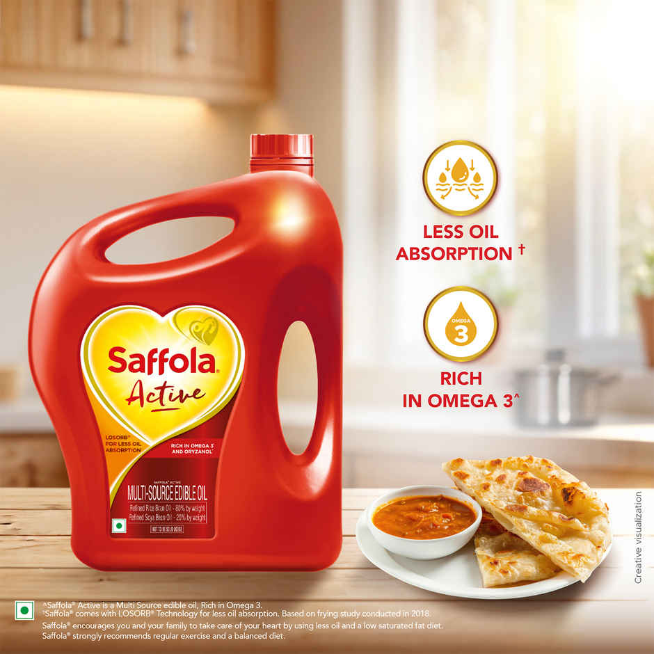 Saffola Active Rice Bran & Soyabean Oil | Rich in Omega 3 & Oryzanol