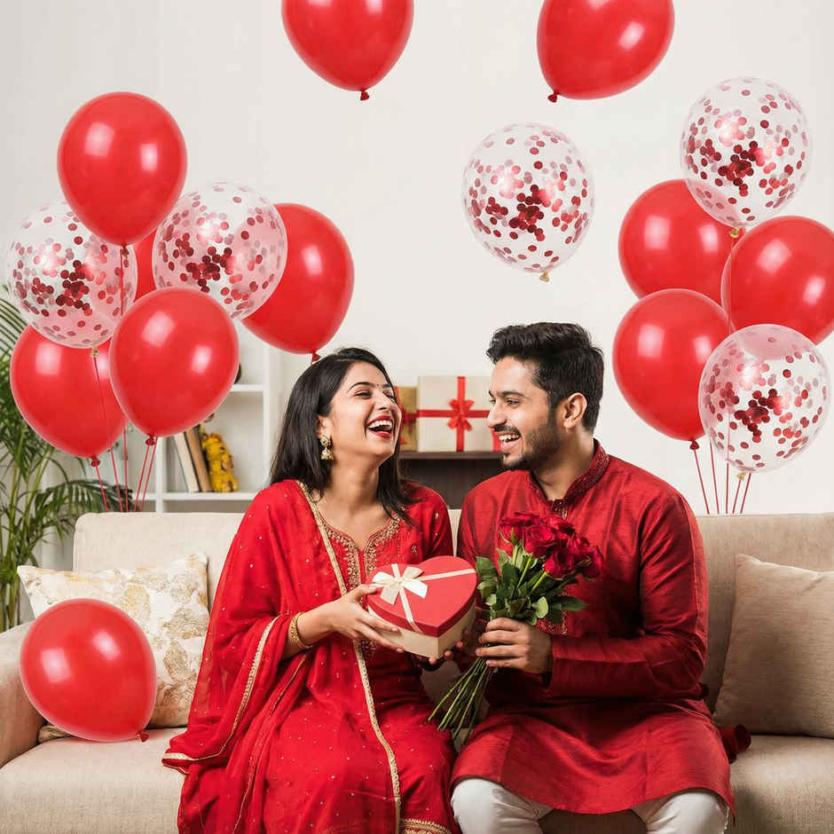 Party Propz Rubber Red Balloons For Decoration - Pack Of 10