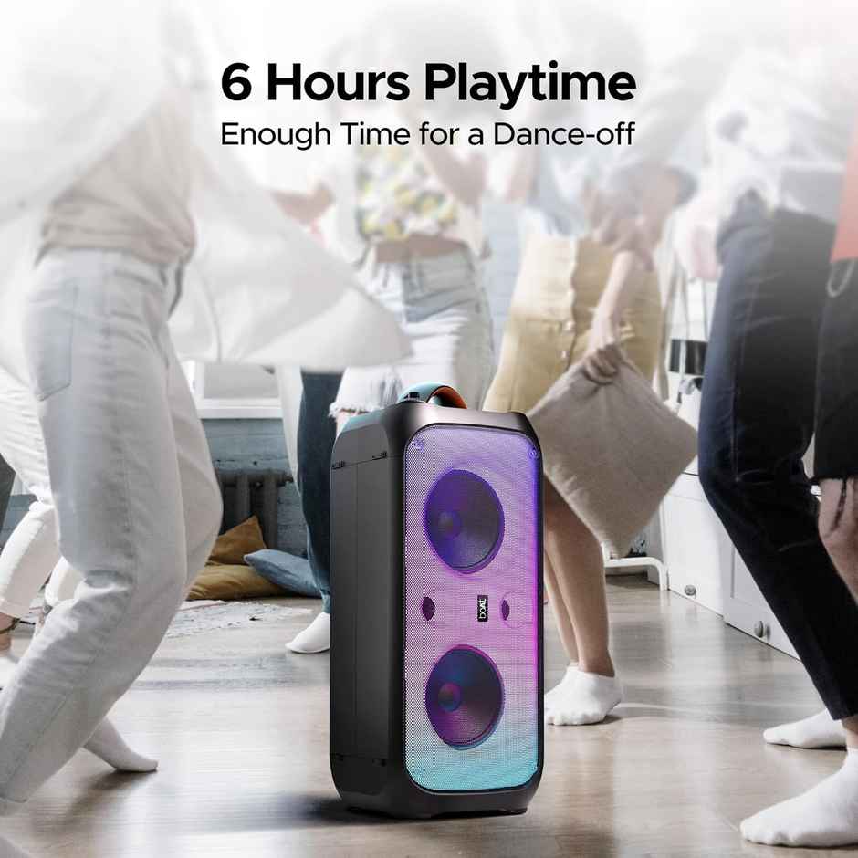 boAt Partypal 300 Speaker with 120 W Signature Sound, 6 hrs Playtime,Built-in Mic(Premium Black)