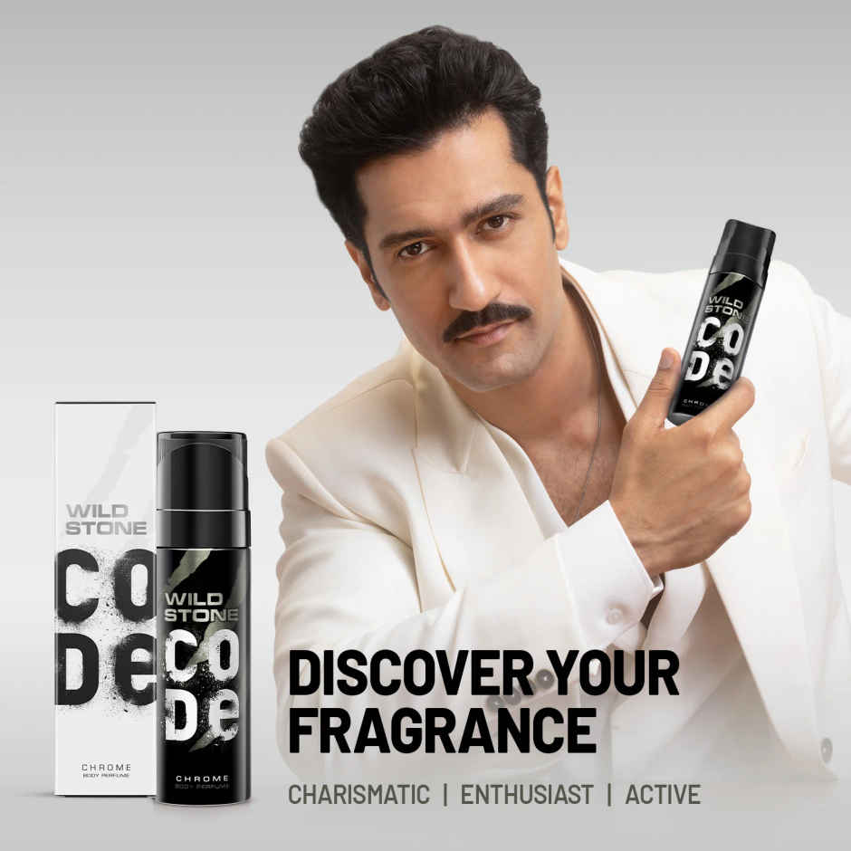 Wild Stone CODE Chrome Body Perfume | Men Deodorant | Long-Lasting