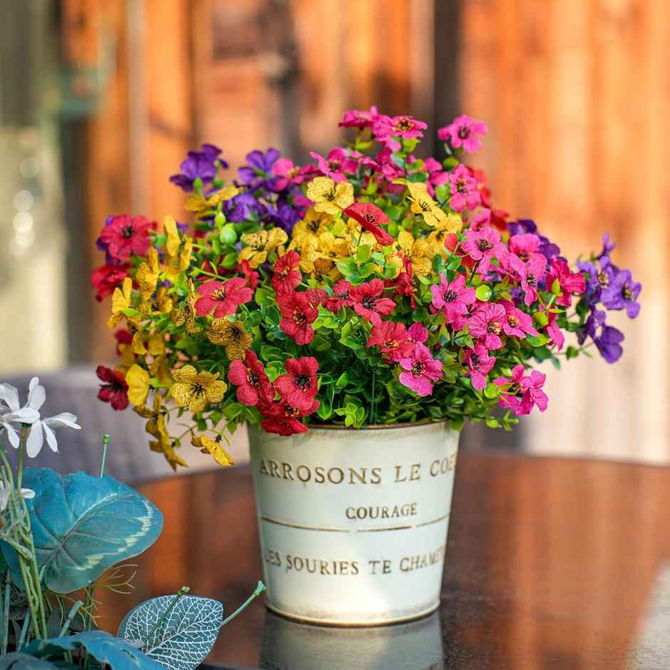 Artificial Eucalyptus Flower Bunch | Multicolour | 14.1 in | Tied Ribbons