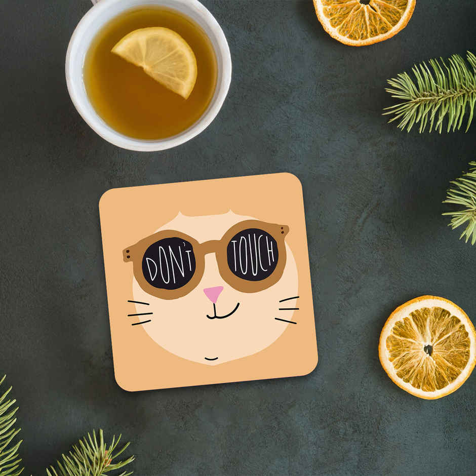 Mad Over Print Dont Touch Coaster ( Pack Of 6 }