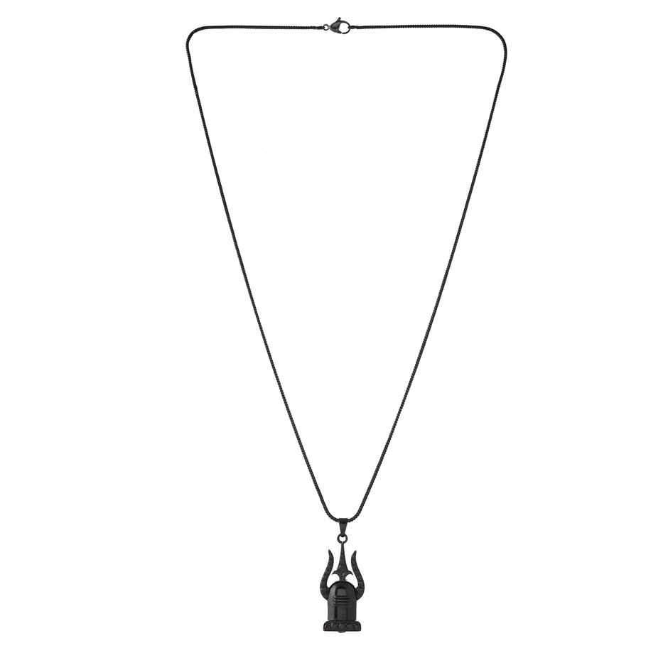 Voylla | Eclipse Divine Trishul Shivling Black Mens Pendant