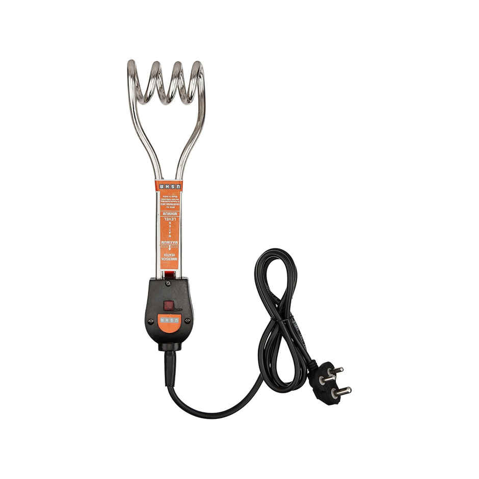 Usha Immersion Rod Heater (1000W, Copper Tube Element, Nickel Plating, Easy-To-Grip, 2410, Black)