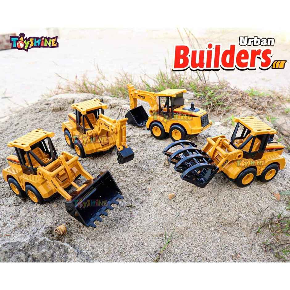 Toyshine Pack Of 4 Abs Plastic Construction Vehicle Automobile Car Toy Set, Friction Powered