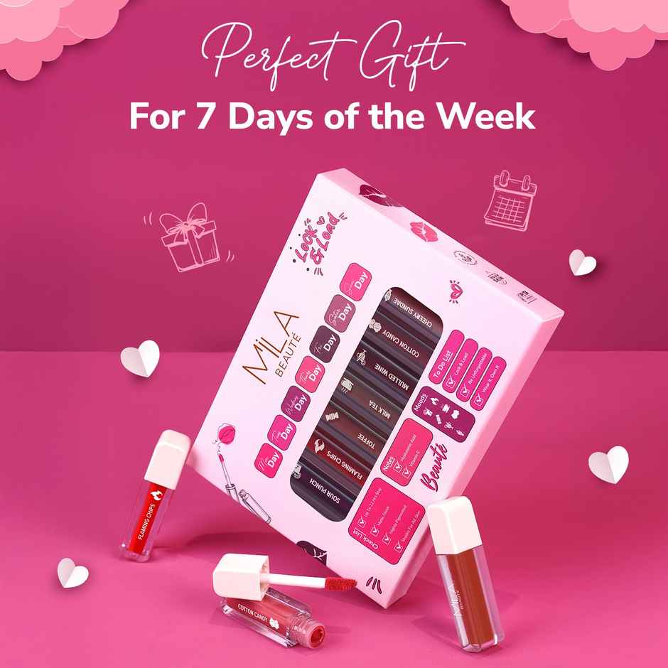 Mila Beaute 7 Day 7 Shades Mini Liquid Lipstick Gift Set 12 Hrs Non Transfer