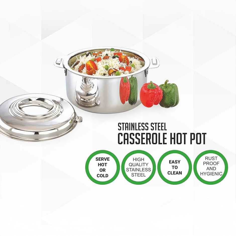 Greenchef Stainless Steel Casserole 2500 ml, Double Wall Insulated Hot Case